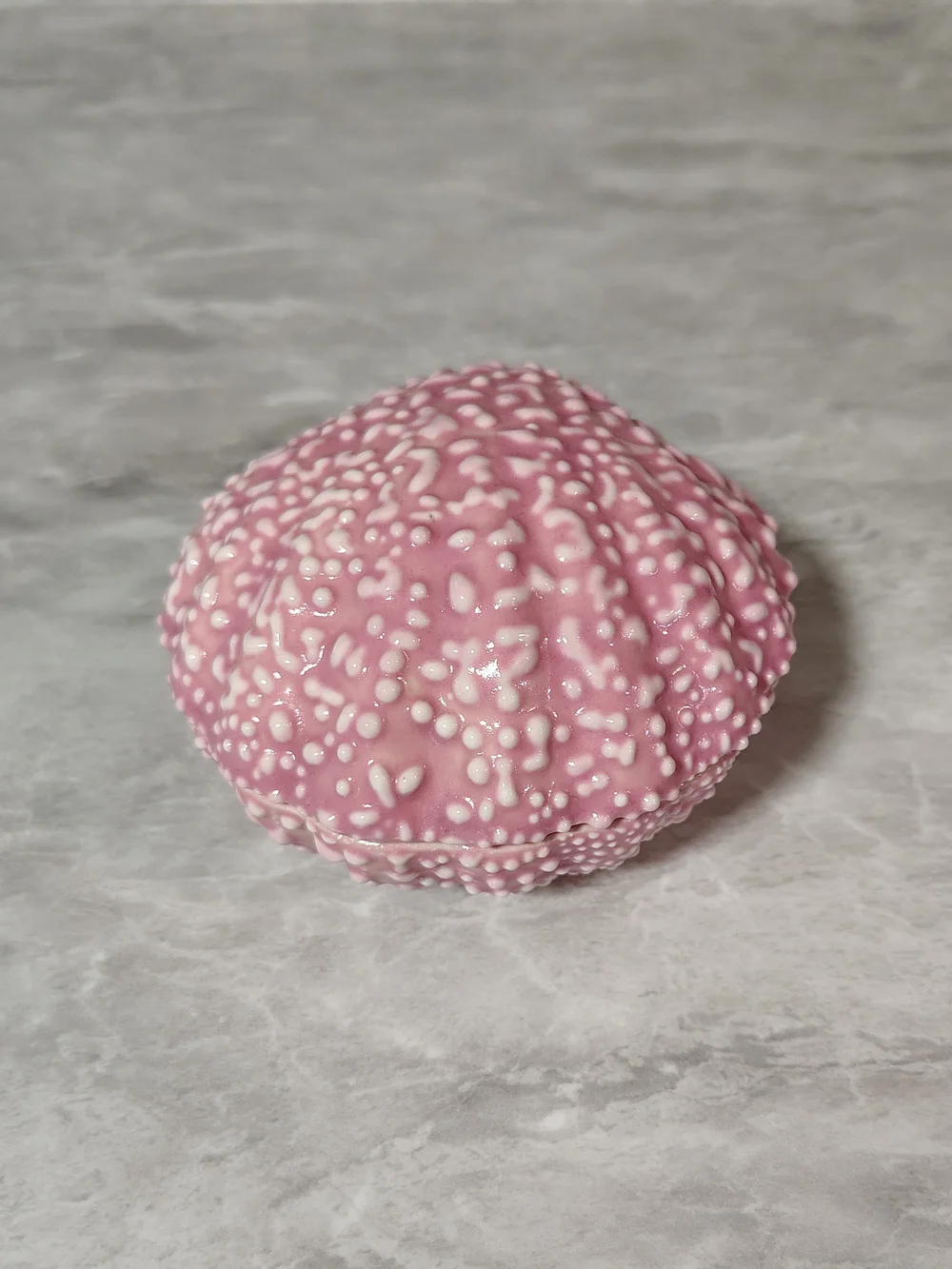 Vintage Pink Ceramic Seashell Covered Trinket Dish